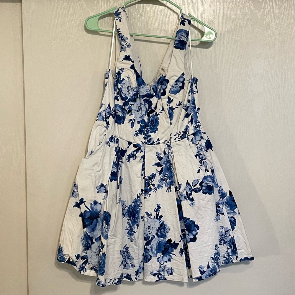 White and Blue Floral Dress